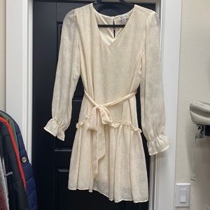 She + Sky Small Long sleeve cream/ivory dress.